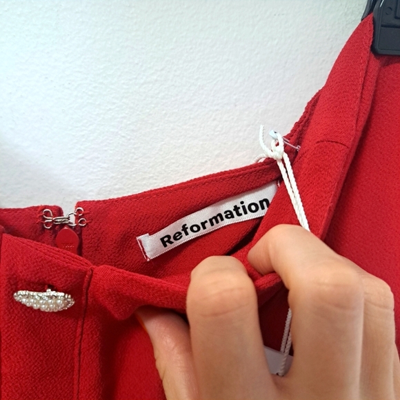 Reformation Neve Strapless Mini Dress Red 8 NWT - Picture 9 of 11